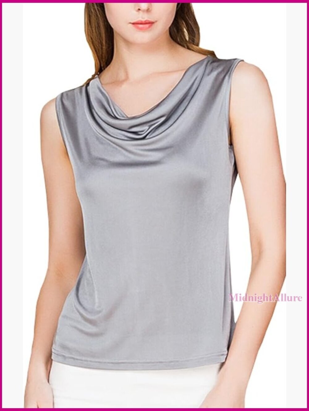 Mulberry Silk Tank Top Cowl Neck Summer Blouse Lightweight